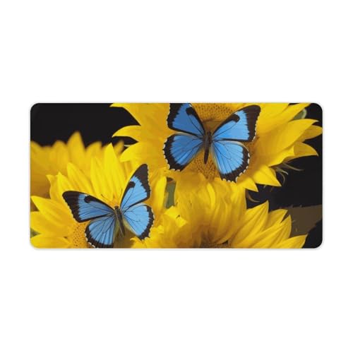 Protector para escritorio con girasoles y mariposas 30x60cm miniatura 1