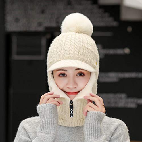 Women Balaclava Visor One-Piece Skull Beanie Hat Neck Circle Scarf Ski Snow Winter Knit Fleece Cap Cold Weather #TOP2