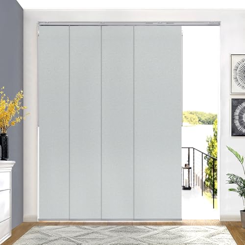 Lazblinds Adjustable Blackout Vertical Blinds for Sliding Doors, Extendable Track (45 3/4'' - 82 5/8'' W), Trimmable Panels Up to 96” H for Room Divider & Patio Door, Grey Blackout