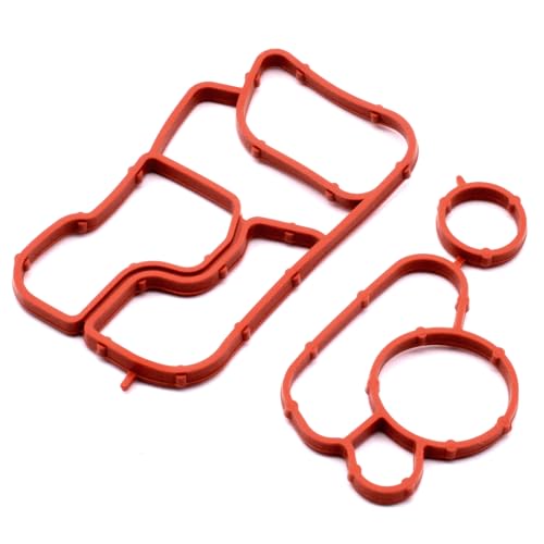 Image of Engine Oil Cooler Gasket Kit Compatible for VW Beetle CC Eos Golf Jetta Passat Tiguan for Audi A4 Q5 Oil Filter Housing Gaskets 06J117070C 06J115441A (2PCS)