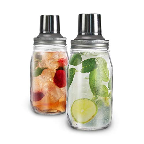Clear Glass 32-oz Mason Jar and Stainless Steel Cocktail Shaker Set | Home