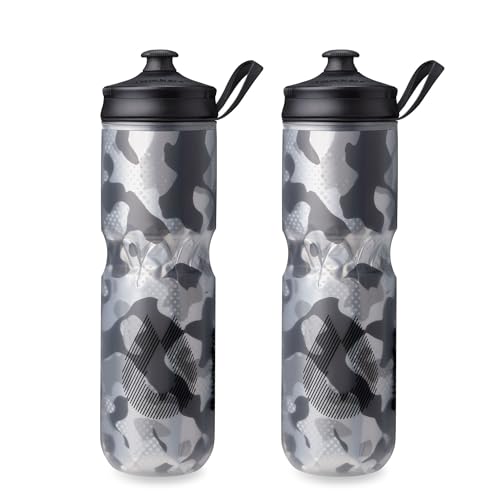 Image of HydraPak | Polar Bottle - Polar Sport Insulated Water Bottle 2-Pack - BPA-Free, Sport & Bike Squeeze Bottle with Handle (Contender Black, 700ml / 24oz)