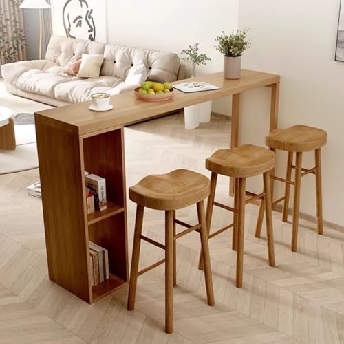 Mesa de bar industrial de madera maciza para cocina y comedor, mesa de bar rectangular con diseño largo y estrecho, base de madera maciza resistente, perfecta para balcón o barandilla, 120 x 40 x 105