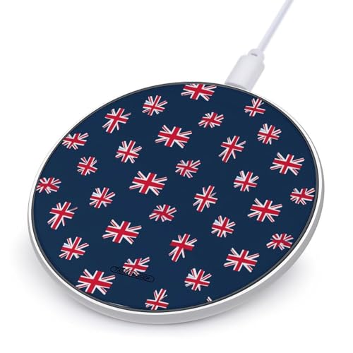 Cartoon UK Flag and Great Britain Flag Wireless Charger 10W Fast Wireless Charging Pad Phone Charging Mat for Women Men