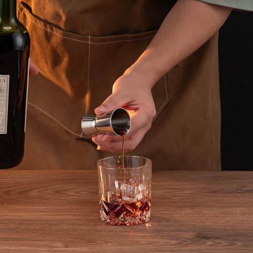 Image of Briout Double Cocktail Jigger Set - 2 Pcs Japanese Premium 304 Food Grade Stainless Steel, 1 OZ 1 /2 OZ, Flat Edge for Bartending