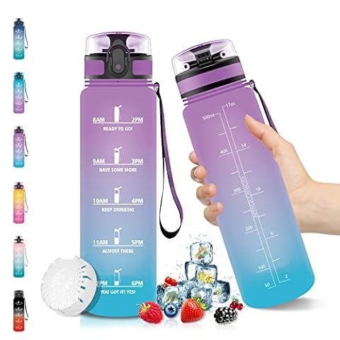 Motivational Water Bottle, Kids Water Bottle, 500ml Water Bottle, BPA Free Water Bottle, Leakproof Water Bottle, Bike Water Bottle, Filter Water Bottle, Drinks Bottle for Outdoor, School, Office Cover
