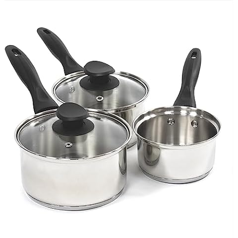 Blackmoor Stainless Steel Saucepan Set with Glass Lids Cover