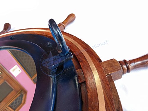 Nagina-International-Heavy-Nautical-36-Ship-Wheel-with-Brass-Ring-Blue-Porthole-Mirror-Pirate-Decor 41pZ8Onc1WL