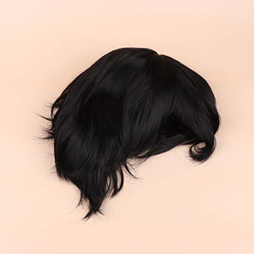 Peruca Lurrose, masculina, lisa, curta com tela frontal, acessório de cabelo para festas, anime, cos