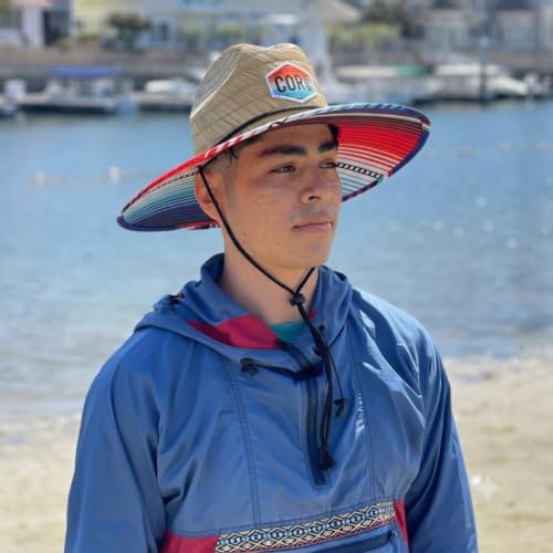 Image of COR Surf Straw Hats for Men and Women Classic Lifeguard Sun Hat with UPF 50+ Cloth Printed Under The Beach Hat