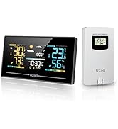 Uzoli Wetterstation funk mit Außensensor Farbdisplay Thermometer Hygrometer für Innen Außen Wette...