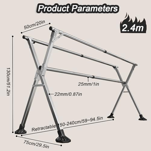 Étendoir à linge pliable rétractable et peu encombrant en acier - 6