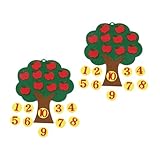 KONTONTY 2 Juegos De Fieltro Apple Tree Toy Educativo Apple Y Juguete A Juego De Números Para Niños