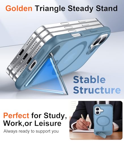 Image of Magnetic Compatible with iPhone 16 Plus Case, [Built-in Invisible Kickstand][Compatible with MagSafe][Military Grade Shockproof] Slim Translucent Matte Phone Case for iPhone 16 Plus 6.7 inch