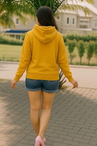 Image of Women Sweatshirt with Hoodies, Hooded Neck Regular Fit Long Sleeve Womens,Solid Hooded Cotton Fleece for Women