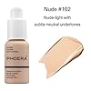 PHOERA-30ml-Foundation-Liquid-Full-Coverage-24HR-Matte-Oil-Control-Concealer-Nude-102-with-Face-Primer-Air-Cushion-CC-Cream-BB-Cream-Mushroom-Head-Foundation-Petal-Shaped-Cosmetics-Brush PHOERA 30ml Foundation Liquid Full Coverage 24HR Matte Oil Control Concealer (Nude #102) with Face Primer & Air Cushion CC Cream BB Cream Mushroom Head Foundation & Petal-Shaped Cosmetics Brush