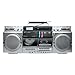 MUSE M-380GBS Retro Cassette Boombox con lettore CD, AUX e Bluetooth, compatibile con smartphone, registratore a cassette, design vintage immagine