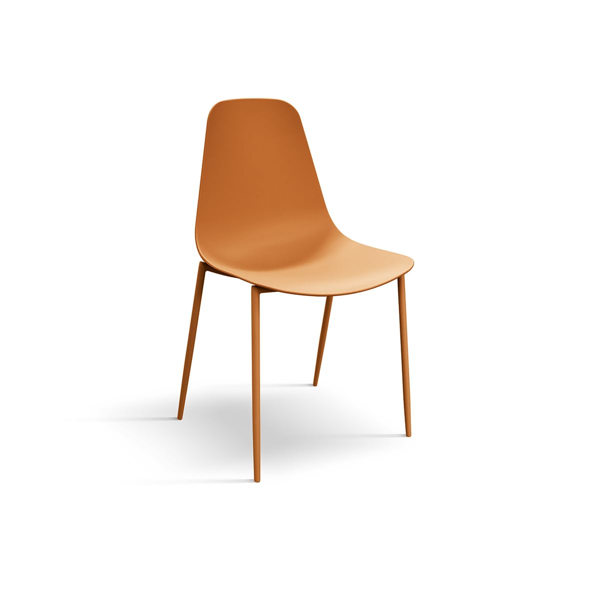 PAZZO DESIGN Alix, Ensemble De 4 Chaises, Orange, Chaise En Polypropylène, Jambes Métal, Chaise De Cuisine, Chaise De Salle À Manger Chaise De Bureau - id_2068