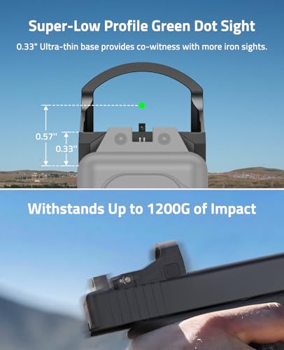 CVLIFE WolfCloak X03 Motion Awake Green Dot Sight for RMR Footprint, 3 MOA Reflex Sight with 0.33" Ultra-Low Profile & 24mm Lens for Full-Sized Pistols, Optics Adapter for MOS & 21mm Picatinny Base - image 4