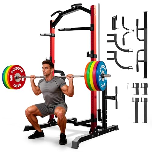 Outdoor Power Cage Squat Rack with Pull-Up Bar