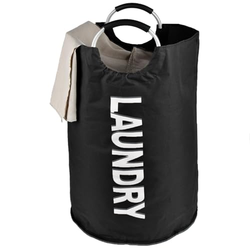 YRCBEHFU ランドリーバスケット 115L 大容量 洗濯カゴ 600D防水オックスフォード 折りたたみ ランドリーバッグ 洗濯物入れ 衣類収納 寝室/リビング/クローゼット 幅43×高さ79(cm) (ブラック)