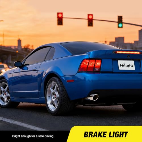 Image of Nilight Third Brake Light Tail High Mount 3rd Stop Lights Smoked Lens Compatible with Ford Mustang 1999 2000 2001 2002 2003 2004 Car Rear Center Cab Lamp