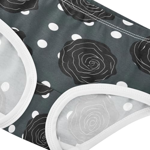 Rose Black White Polka Panties for Girl Girls Underwear Toddlers Cotton Funny Briefs Kids Undies 2t4