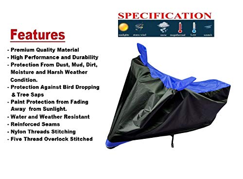 Image of Auto Hub Bike Cover Compatible with Hero Hf Deluxe with Mirror Pocket, Dustproof, Heat Resistant, Triple Stitched, Hf Deluxe Bike Cover- Black, Blue