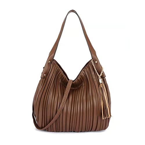 myfriday Vintage Shoulder Hobo Bags for Women Vegan Leather Lightweight Top-Handle Satchel Purse and Handbags with…