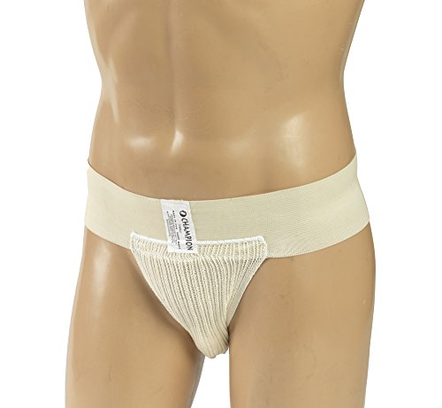 CHAMPION Sports Supporter Elastic Waist Breathable Pouch, Beige, Medium
