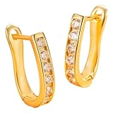 Elegantes pendientes de tuerca con forma de U con incrustaciones de piedras brillantes con incrustaciones. Diseño elegante para uso diario y regalo (color a elegir: dorado/). Pendientes de química