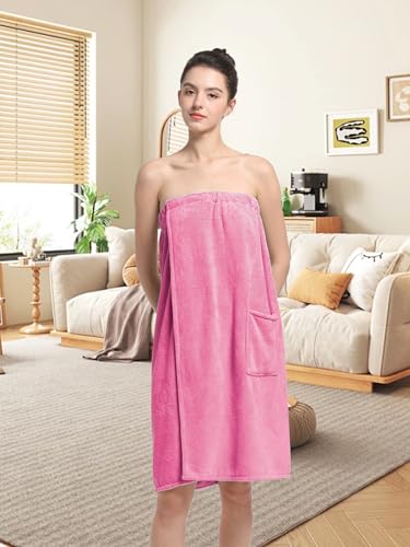 Image of Women'S Soft Wrap Towel Full Length,Bath Robe After Shower Female Plush Long,Spa Bathrobes Lightweight With Pockets