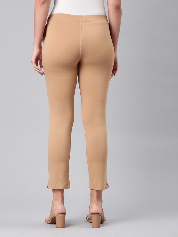 Image of GO COLORS Ponte Smart Kurti Pants Full Length for Women | Breathable, Mid Rise