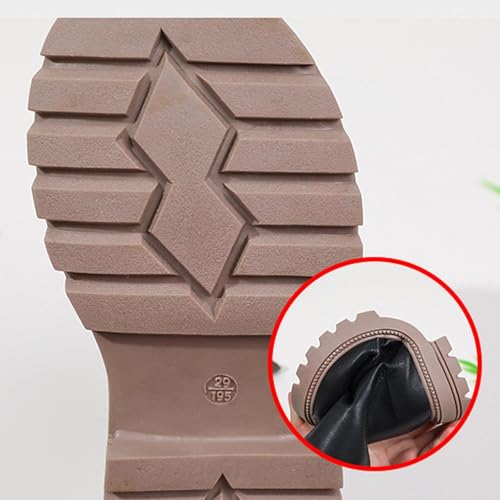 Toddler Girls Mid-Tube Snow Boots Winter Thick-Sole Low Heeled Short Boots Plush Lined Warm Straight Booties Leather Waterproof Combat Boots3