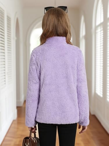 Patgoal Girls Fleece Jacket Zip Up Outerwear Warm Fuzzy Fall Winter Coat with Pocket for Kid Ages 5-144