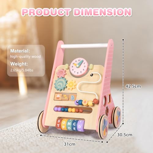 LOL-FUN Wooden 10in1 Push-Along Toddler Walker
