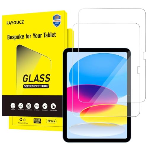 FAYOUCZ 2 Pack Screen Protector for iPad 11th A16 2025 11 Inch / 10th Generation 2022 10.9 Inch, 9H Hardness Tempered Glass Ultra Sensitive Case Friendly