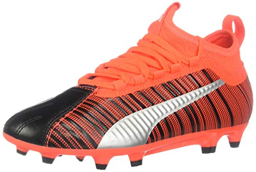 Puma Kids Puma One 5.3 FG/AG JR (Little Kid/Big Kid) Puma Black/Nrgy Red/Puma Aged Silver 13 Little Kid M