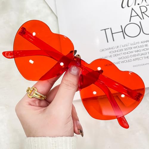 12 Pcs Heart Shaped Sunglasses for Women, Rimless Heart Sunglasses for Wedding Bachelorette Party3