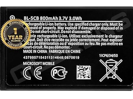 Image of Original BL-5C Battery for Nokia 1100 1101 1110 1110i 1112 1200 1208 1280 1600 1650 2310 2600 2700 3100 3110 3120 5130 6030 6230 6230i Battery with 1 Year Warranty**** (V00000292)