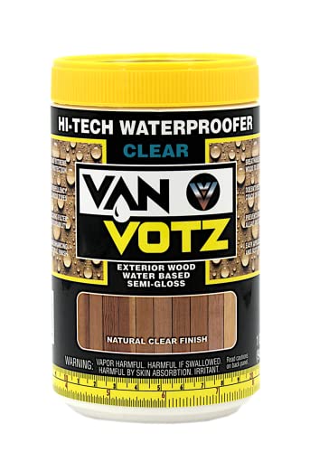 VAN VOTZ Hi-Tech Waterproofer Clear (Half-Pint) - Powerful Outdoor Wood Sealer with Grain Enhancing Semi-Gloss Finish