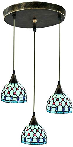 Luminaires suspendus pour restaurant avec plafonnier vitrail vintage Tiffany