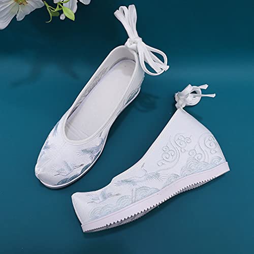1Pair Ethnic Embroidered Cloth Shoes for Girls Comfortable Breathable Summer Footwear with High-Grade Material White Design for Friends4