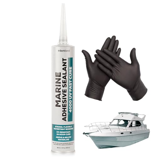 Berkland 10 Oz Marine Adhesive Sealant 4000/4200 Fast Curing Uv(White) - Semi-Permanent Flexible Bonding and Sealing - UV Resistant, Above & Below The Waterline - Compare to 06560 & 0526