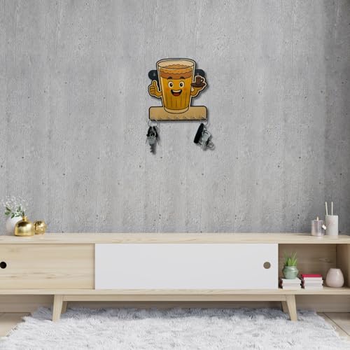 Image of Funny Tea Lover Wall Key Hanger for Kitchen & Cafe Decor | Artistic MDF Decor with 7 Hooks | Premium Wooden Key Holder for Home /Office Decor /Key Hanger for Wall Decor,Decorative Item for Home