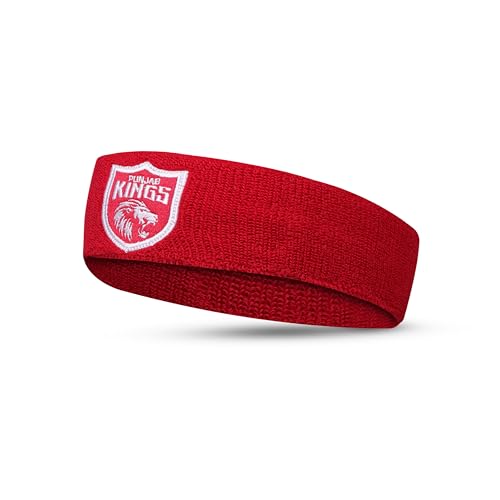 Image of NIVIA X Punjab Kings Headband for Men & Women, Moisture Wicking, for Gym & Fitness, Cotton Headband for Sports (Red)