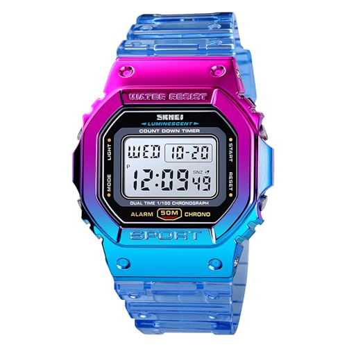 Reloj deportivo unisex Gosasa azul con luz LED y cronómetro