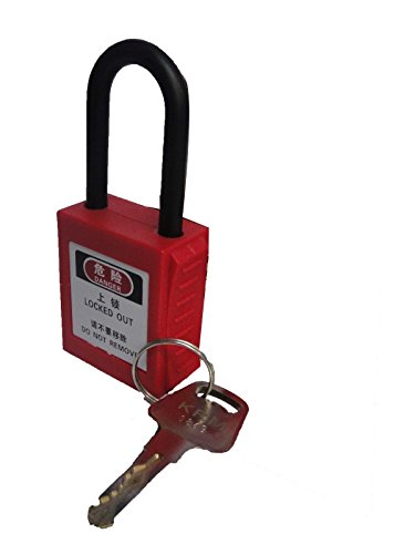 KRM LOTO - OSHA Safety Lock TAG Padlock - Nylon Shackle-RED with Differ Key (Set of 10pcs)