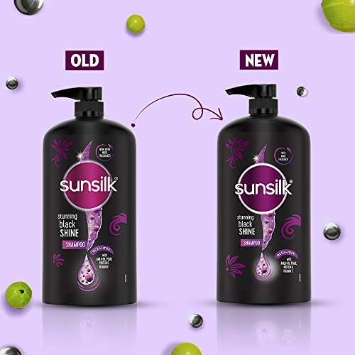 Image of Sunsilk Stunning Black Shine Shampoo 1 L & 650 ml, With Amla+Oil, Pearl Protein & Vitamin E for Long Lasting Shine