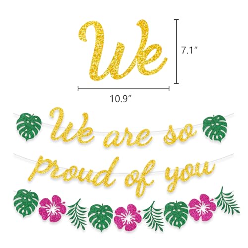 Image of We Are So Proud Of You Palm Leaves Banner Tropical Graduation Party Decoration Luau Hawaiian Themed Grad flower Garland